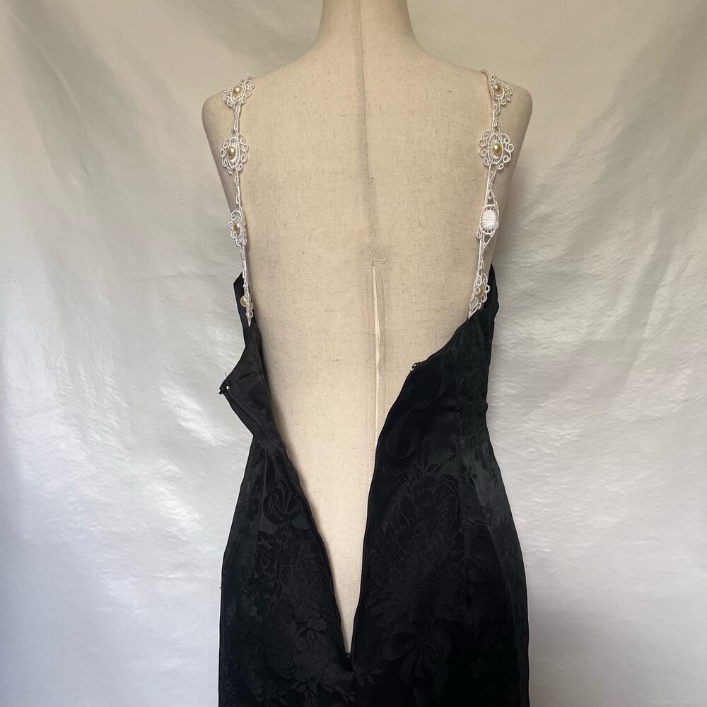 Vtg Y2K Scott McClintock Damask Lace Pearl Dress 6 Gothic Romantic Prom Glam USA - Picture 11 of 16